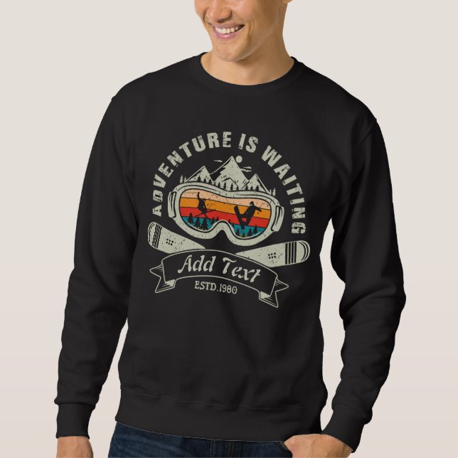 Sweatshirt Aventure Ski Personnalisée Rétro (Devant)