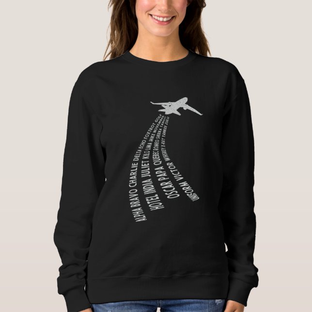 Sweatshirt Aviation Pilot Airplane Phonetic Alphabet Wordclou (Devant)