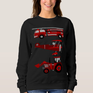 Sweatshirt Avion de Jouet Rétro Vintage Camion de Pompiers Tr