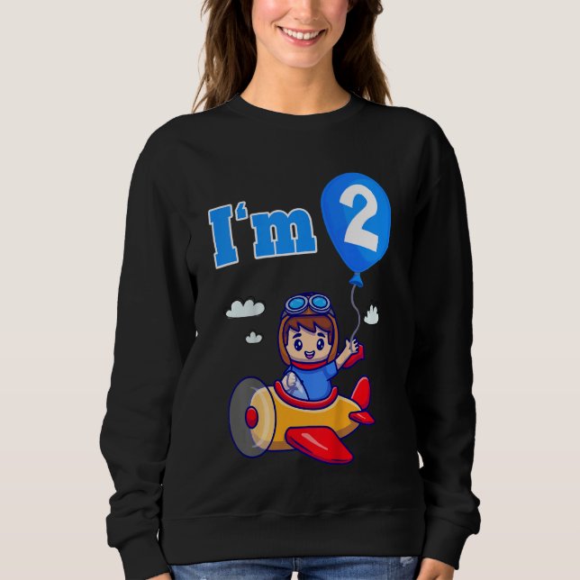 Sweatshirt Avion pilote enfant Avion I'm 2 Two Second Bir (Devant)
