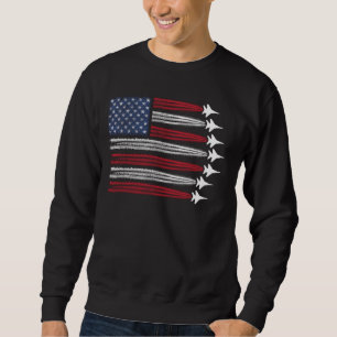 Sweatshirt Avions de chasse avec drapeau américain américain