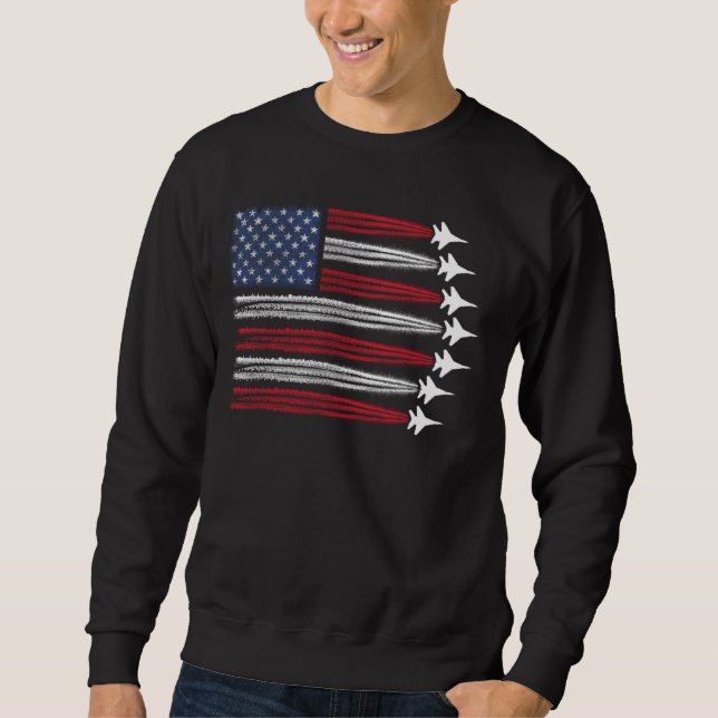 Sweatshirt Avions de chasse avec drapeau américain américain  (Devant)