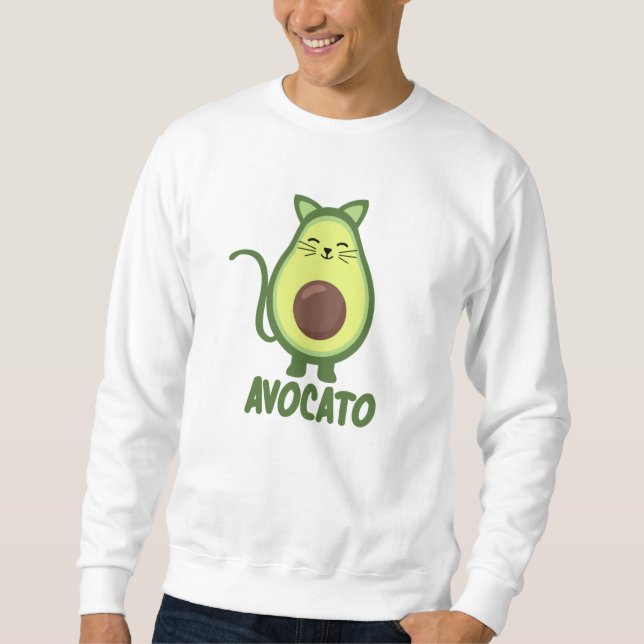 Sweatshirt Avocado Cat Funny Food Kitten Avocato (Devant)