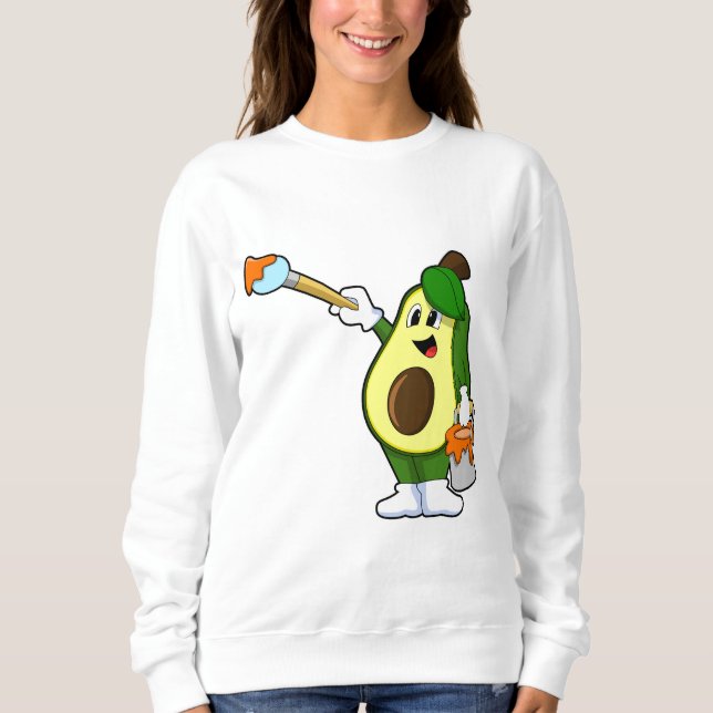 Sweatshirt Avocado en peintre avec pinceau (Devant)