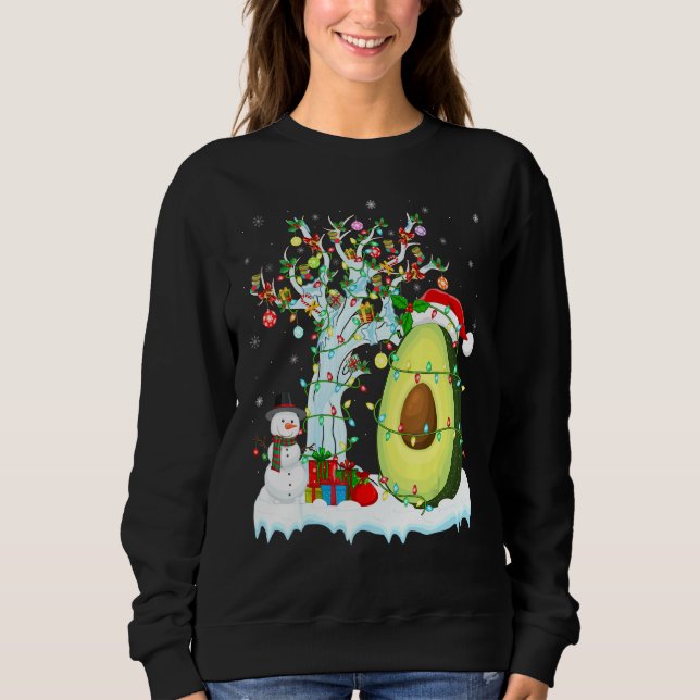 Sweatshirt Avocado Fruit Xmas Arbre Éclairage Santa Hat Avoca (Devant)