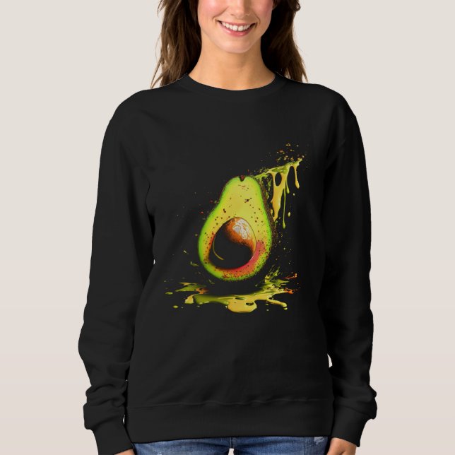 Sweatshirt Avocado Splash Vegan Vegetarian Healthy Food (Devant)
