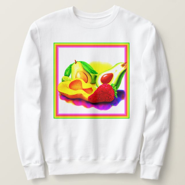 Sweatshirt Avocado tropical, fraise et mangue. Commandez dès  (Design devant)