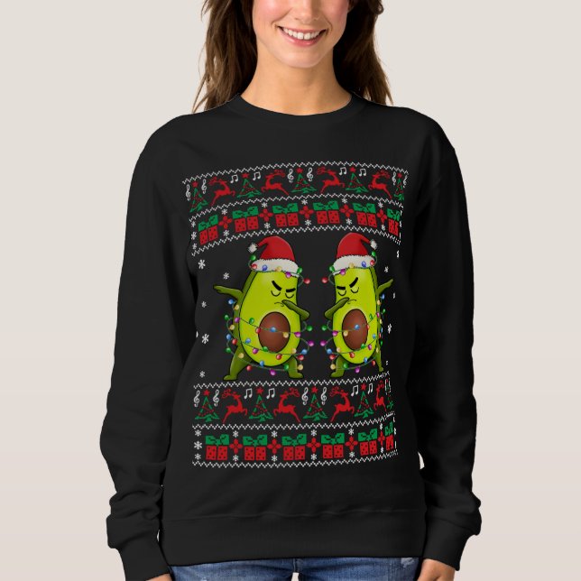 Sweatshirt Avocados Vilain Chandail de Noël Xmas Lumières Mat (Devant)