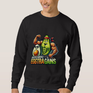 Sweatshirt Avocardio & Eggstra Gains Funny Gym Fitness & Body