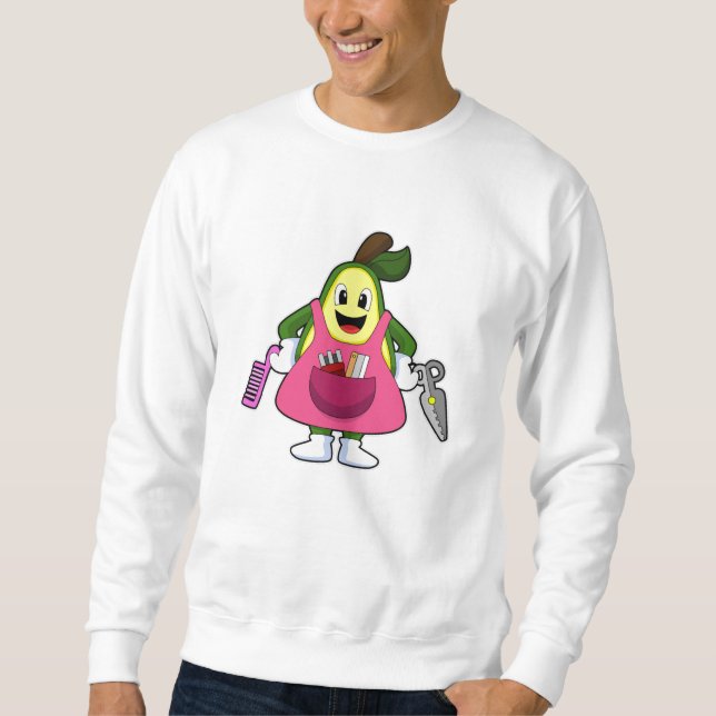 Sweatshirt Avocat coiffeur avec ciseaux et peigne (Devant)
