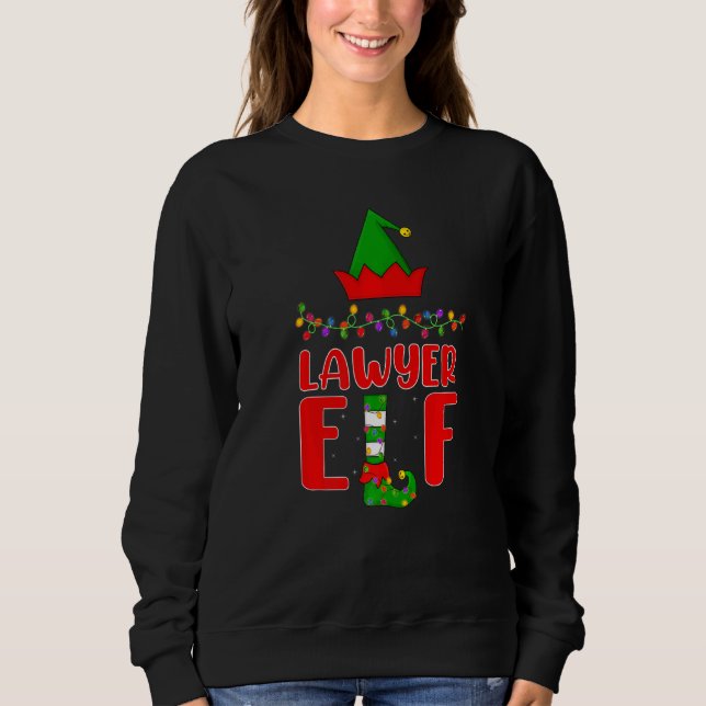 Sweatshirt Avocat Elf Correspondant Famille Éclairage Noël (Devant)