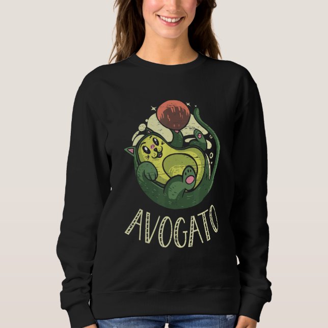 Sweatshirt Avogato Cat Feline Meow Guacamole Vegan and Vegeta (Devant)