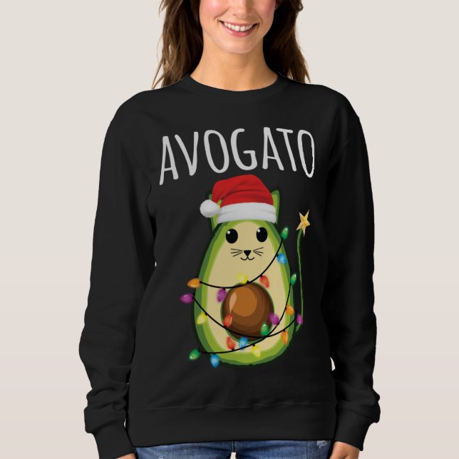 Sweatshirt Avogato Père Noël Avocado Chat de Noël amusant (Devant)
