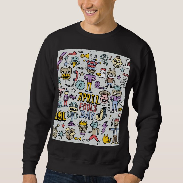 Sweatshirt Avril Fools : Jeu de Doodles Colorés. (Devant)