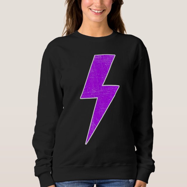 Sweatshirt Awesome Retro Front & Back PURPLE & WHITE Lightnin (Devant)
