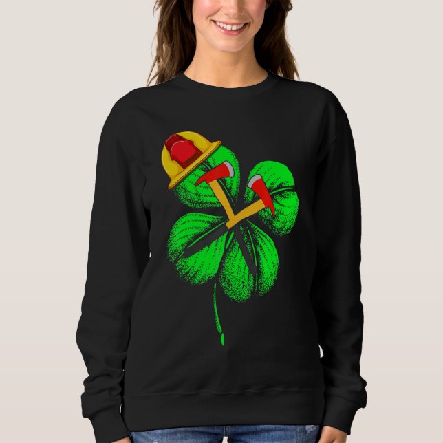 Sweatshirt Awesome Saint Patrick S Day Pompier Shamrock H (Devant)