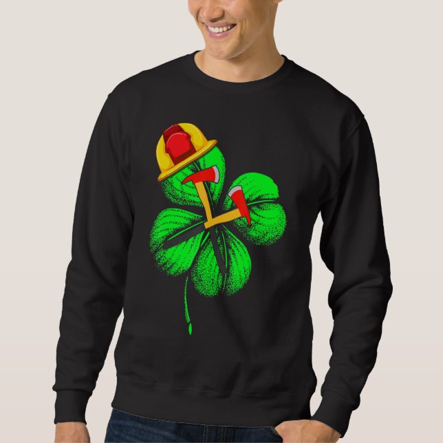 Sweatshirt Awesome Saint Patrick S Day Pompier Shamrock H (Devant)