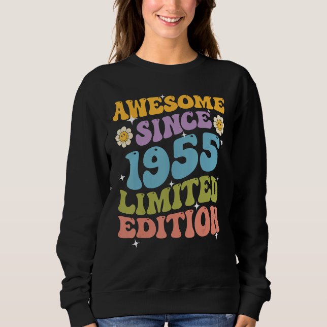 Sweatshirt Awesome Since 1955 Retro Groovy Shirt Gifts For Wo (Devant)