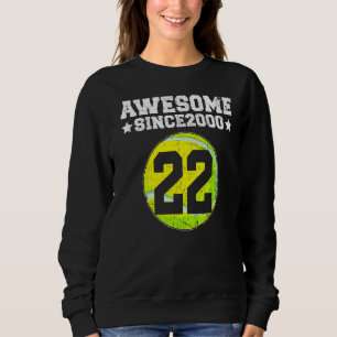 Sweatshirt Awesome Since 2000 Tennis 22nd Birthday 22 Years O