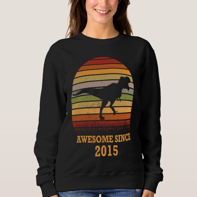 Sweatshirt Awesome Since 2015 Rex Dinosaur Sunset For Boys An (Devant)