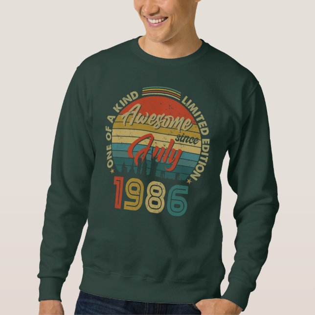 Sweatshirt Awesome Since July 1986 Vintage 36th Birthday  (Devant)