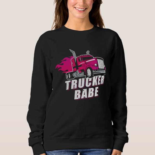 Sweatshirt Awesome Trucker Babe Trailer Truck Driver Women Gi (Devant)