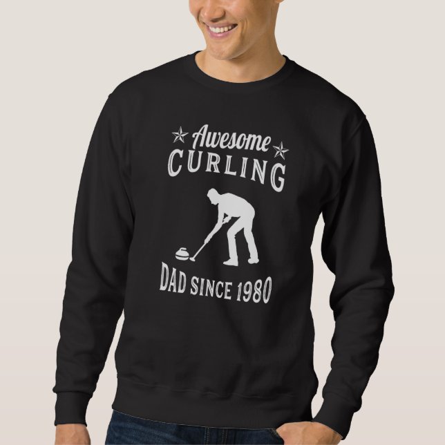 Sweatshirt Awsome Curling Dad Since 1980 Curling Curling Play (Devant)