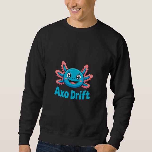 Sweatshirt AXO Drift Cute Blue Axolotl Kawaii Cartoon Charact (Devant)