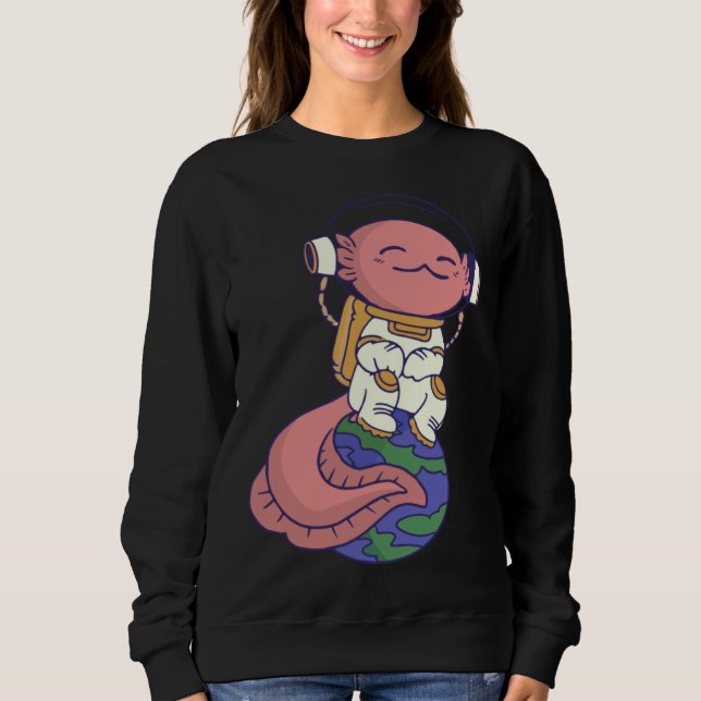 Sweatshirt axolotl cute funny axolotl lover earth space space (Devant)