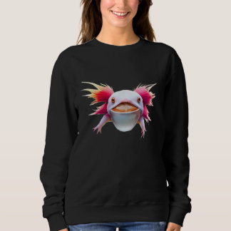 Sweatshirt Axolotl Drinking Coffee Funny Cute