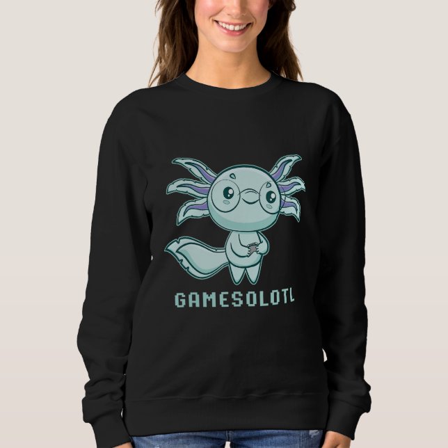 Sweatshirt Axolotl Fish Playing Video Games Lizard Gamesolotl (Devant)