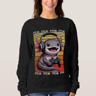Sweatshirt Axolotl Gamer Pew Funny Jeux Vidéos Vintages Garço