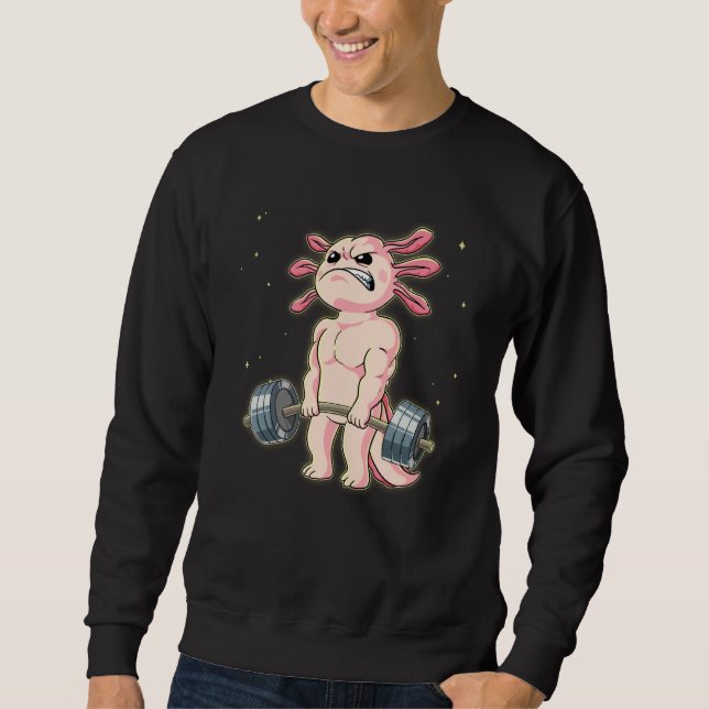 Sweatshirt Axolotl Gym Weight Training Deadlift  2 (Devant)