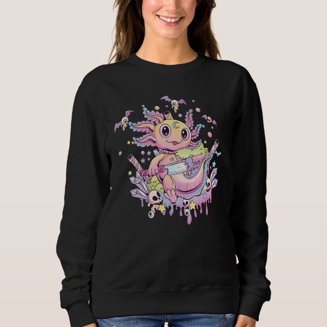 Sweatshirt Axolotl Halloween Skull Creepy Axolotl Pastel Goth (Devant)