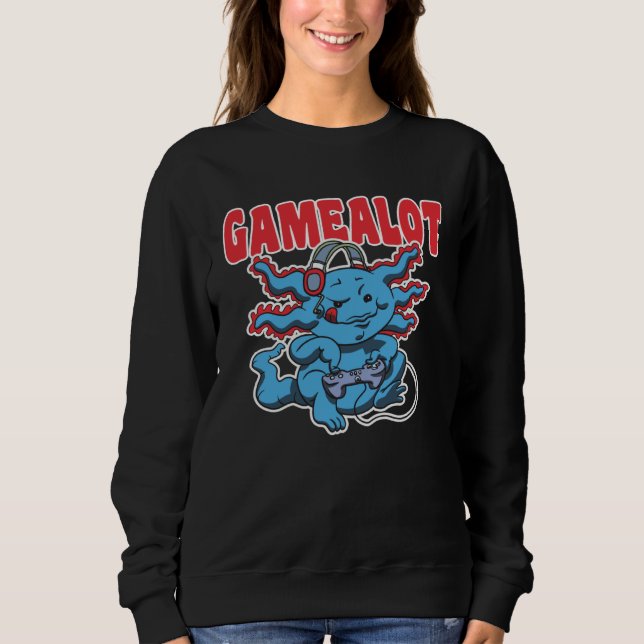Sweatshirt Axolotl with controller and the saying Gamealot (Devant)
