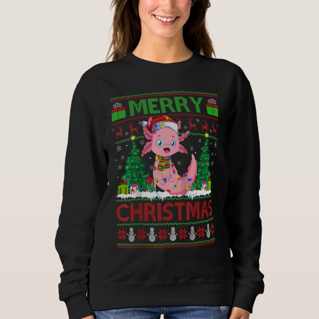 Sweatshirt Axolotl   Xmas Tree Lights Ugly Santa Axolotl Chri (Devant)