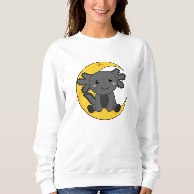Sweatshirt Axoltolt Noir Sur La Lune Bonne Nuit (Devant)