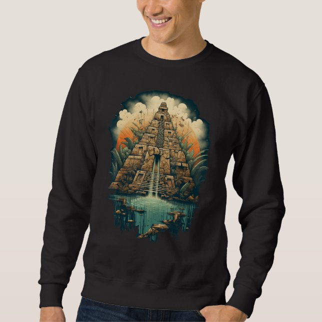 Sweatshirt Aztec Inka Maya Mystic Jungle Temple Pyramid Graph (Devant)