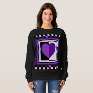 Sweatshirt B&W Purple Hearts Beating