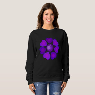 Sweatshirt B&W Purple Hearts Beating