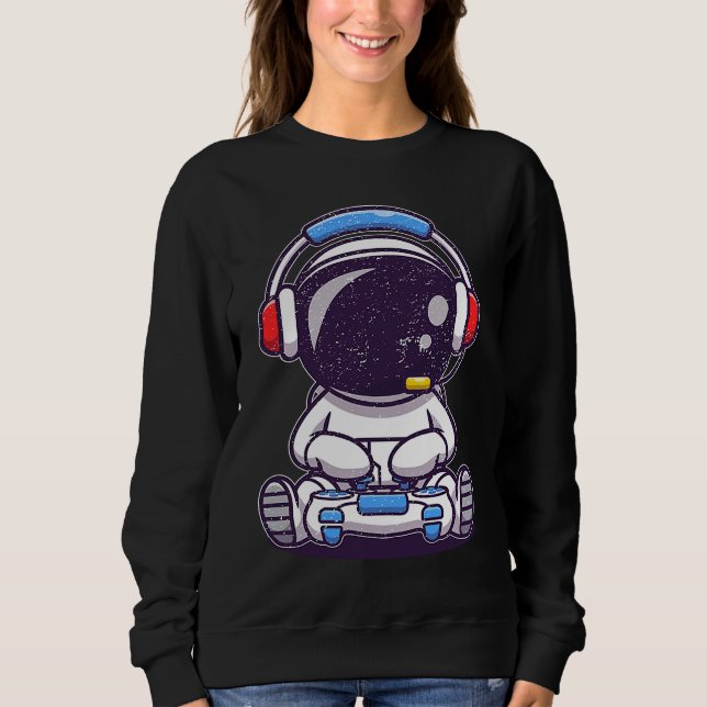 Sweatshirt Baby Astronaut Playing Video Games (Devant)
