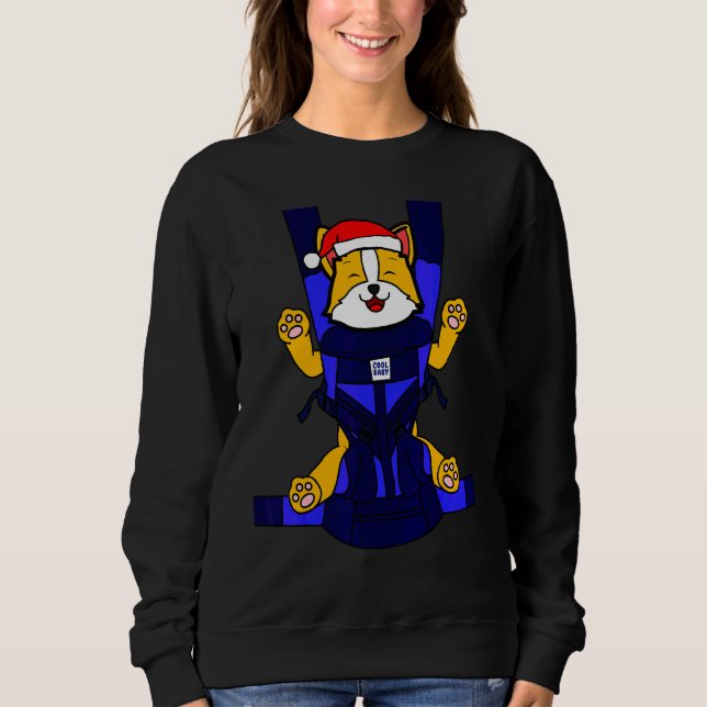 Sweatshirt Baby Corgi Père Noël Funny mignon Chien Maman Papa (Devant)