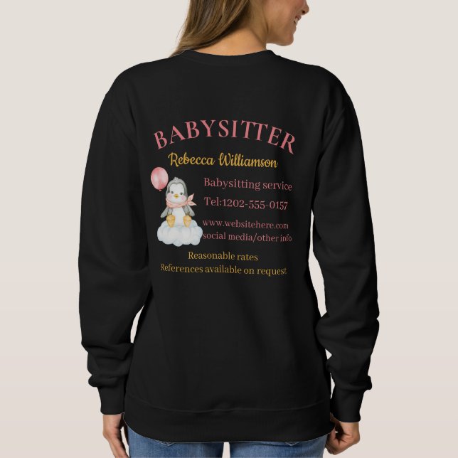 Sweatshirt Babysitter Cute Penguin Business (Dos)