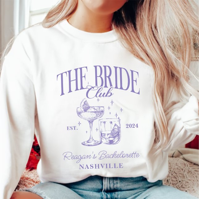 Sweatshirt Bachelorette Party Retro Cocktail Purple Bride (Créateur téléchargé)