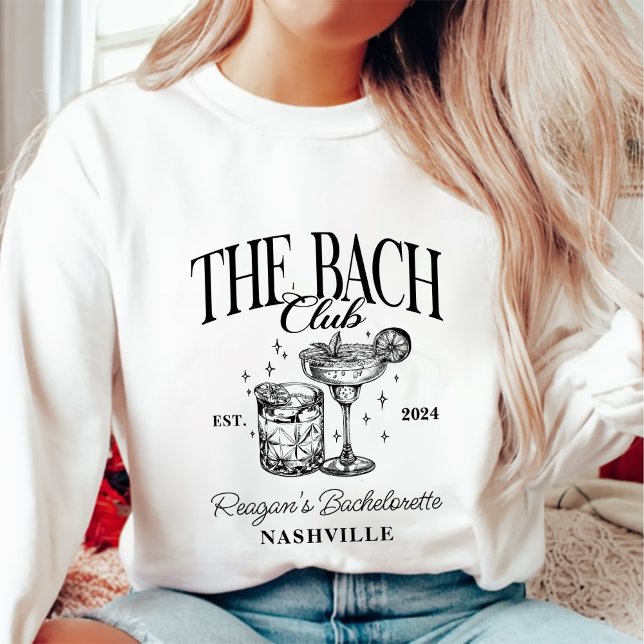 Sweatshirt Bachelorette personnalisée Cocktail rétro Noir (Créateur téléchargé)