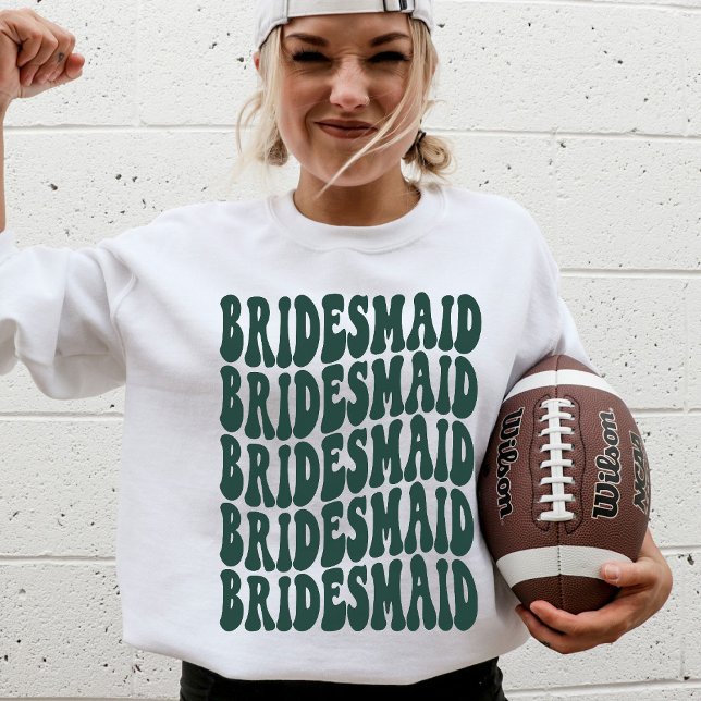 Sweatshirt Bachelorette Retro Personnalisé Boho Emerald Green (Créateur téléchargé)