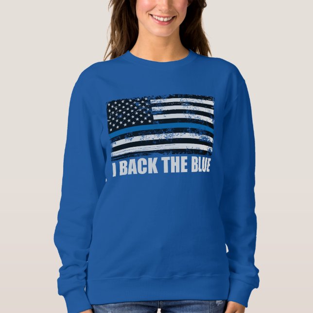 Sweatshirt Back the Blue Thin line USA Flag MAGA WWG1WA (Devant)