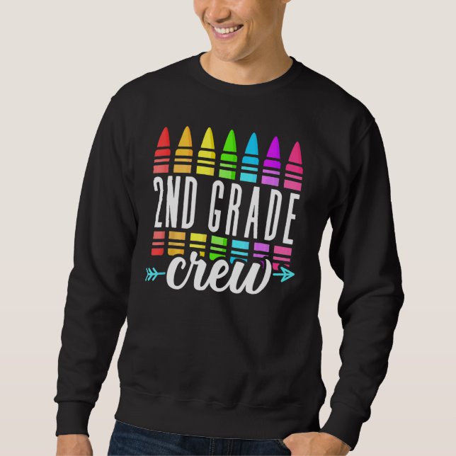 Sweatshirt Back To School 2nd Second Grade Crew Crayon Back T (Devant)
