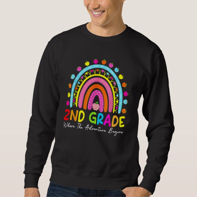 Sweatshirt Back To School 2nd Second Grade Cute Rainbow Teach (Devant)