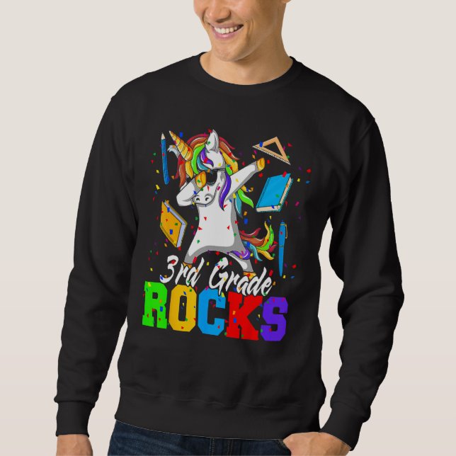Sweatshirt Back To School 3rd Third Grade Rocks Dabbing Unico (Devant)